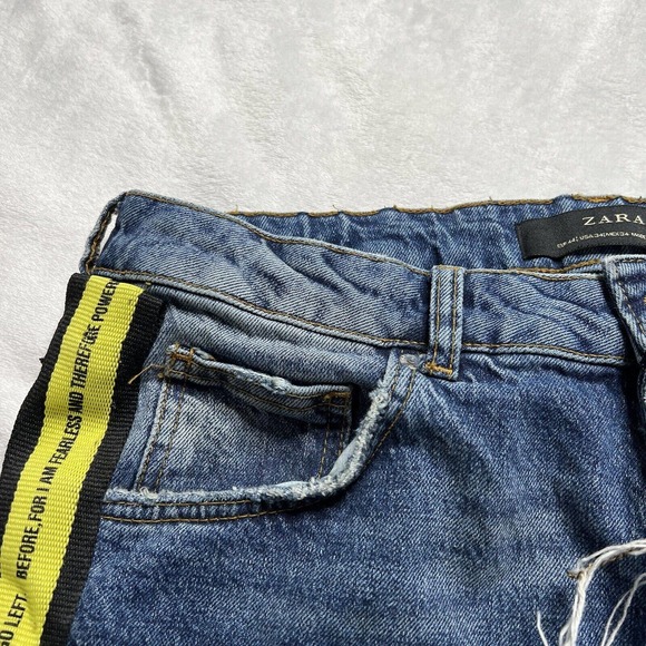 Zara Blue Skinny Jeans with Yellow Stripes - Picture 6 of 12